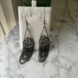 Elegant Black and Silver Chain Earrings